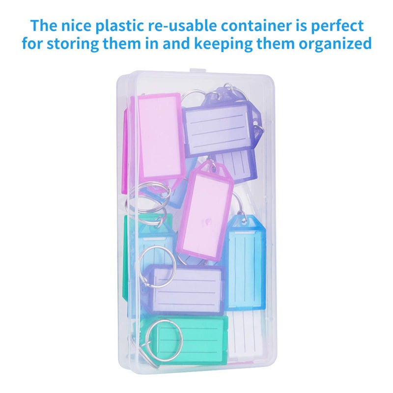 Cuttte 20 Pack Plastic Key Tags with Container, Key Labels with Ring and Label Window, 5 Colors - Image 3